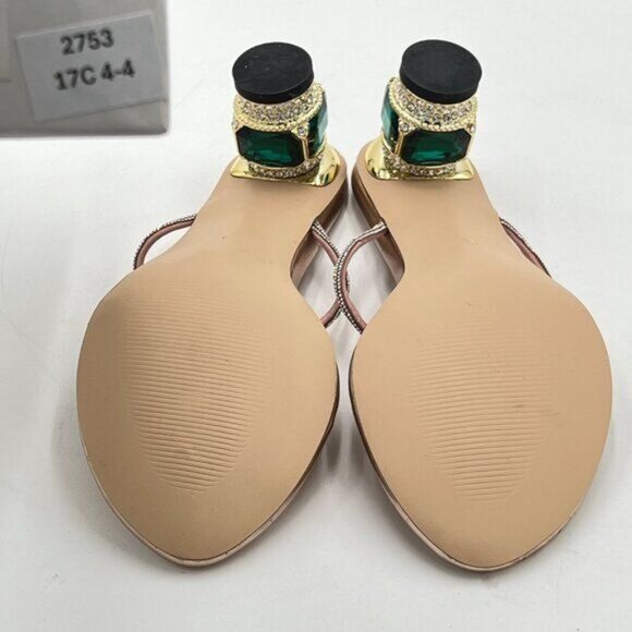 Champagne Crystal Heel Sandals Flip Flops Open Toe Daily Wearing Slippers - Picture 7 of 8